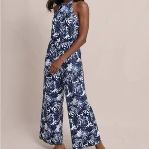 Southern Tide Navy and White Floral full length jumpsuit